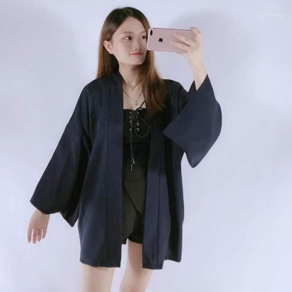

japanese style women men solid shirt summer sunscreen casual streetwear vintage kimono yukata haori cardigan blouse xl ethnic clothing, Red