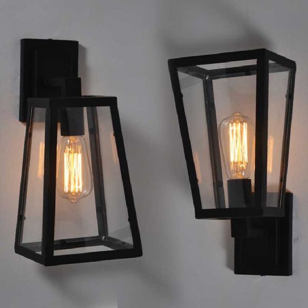 

american country retro wall lamp restaurant bar aisle wall lamp iron glass box decorative lamps