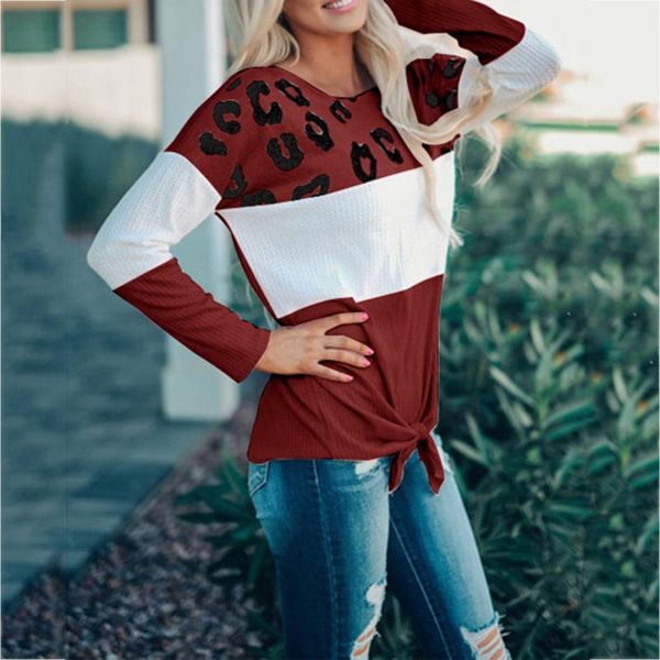 

women's t-shirt oversized print long sleeve women o-neck patchwork vintage bandage casual loose autumn office ladies sj6822c, White