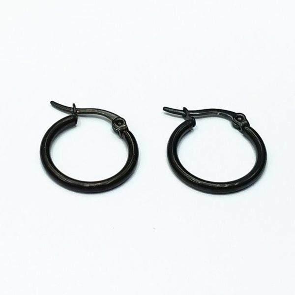 

hoop & huggie 1pair 10mm curved circle titanium steel earrings black studs for men ear rings (black), Golden;silver