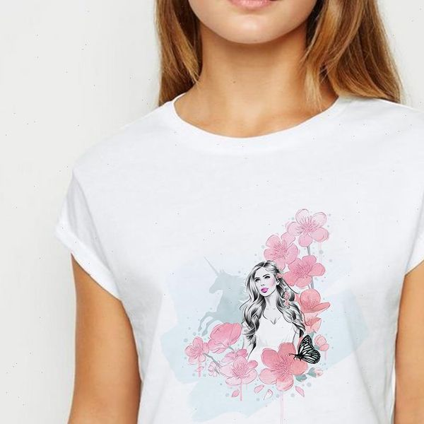 

2021 new summer harajuku vogue cool white tshirt streetwear women t shirt comfortable casual flamingo beauty print t shirt