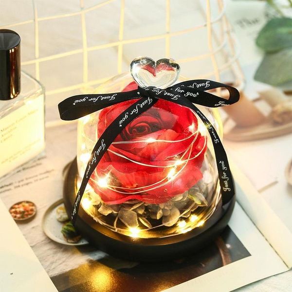 

rose in glass rose eternal dome glass simulation lighting decoration valentine's day gift simulated eternal dome