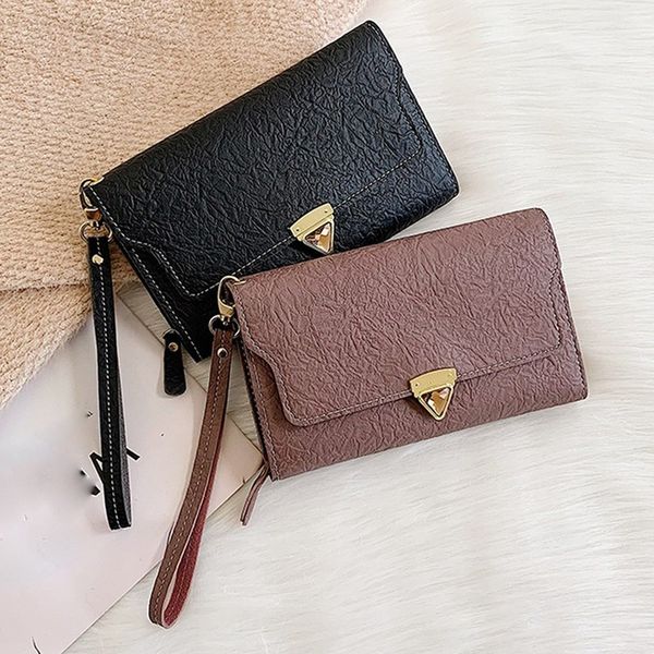 

new trend wallet outdoor effects color leather clutch card tas long purse pocket hasp portfolios women, Red;black