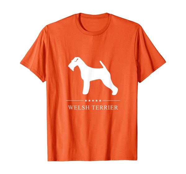 

welsh terrier : white silhouette t-shirt, White;black