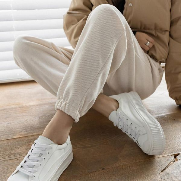 

women's pants & capris autumn and winter 2021 loose legged radish guard sports leisure small chenille corduroy, Black;white