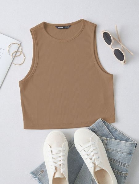 

solid crop tank r9xf#, White