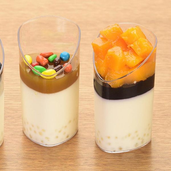 

disposable cups & straws 10pcs 80ml mini dessert elegant clear slanted appetizer cup jelly pudding mousse