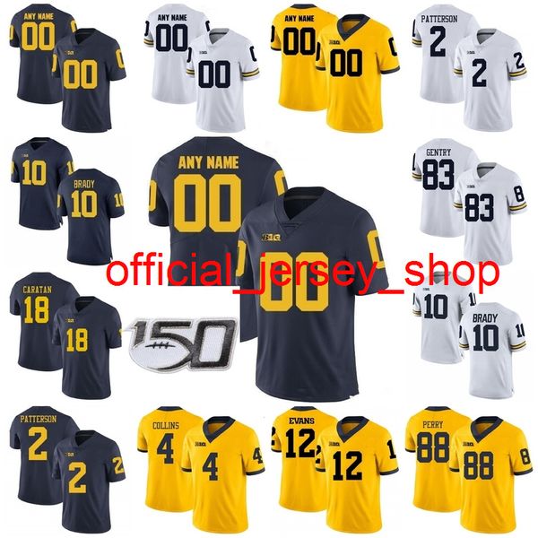 Michigan Wolverines College Futebol Futebol Womens Quinn Nordin Jersey Tarik Preto Karan Higdon Chris Evans Khalid Hill Costume Costume