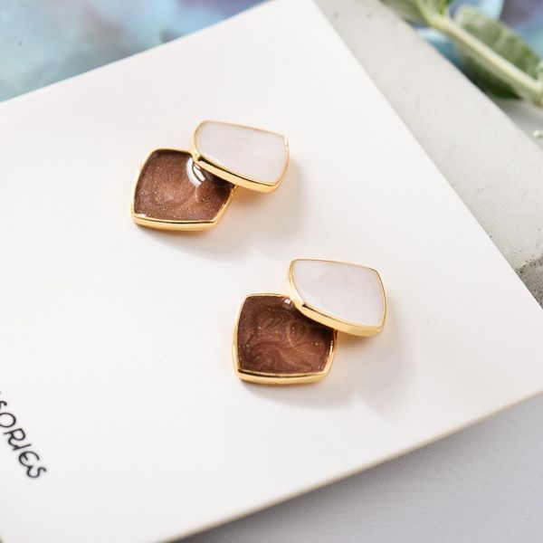 

dangle & chandelier korean temperament simple stitching sweet girl personality small earrings wild women's sandals 2021earring, Silver