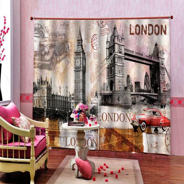 

curtain & drapes custom any size european style retro building curtains blackout window for living room bedroom home decoration
