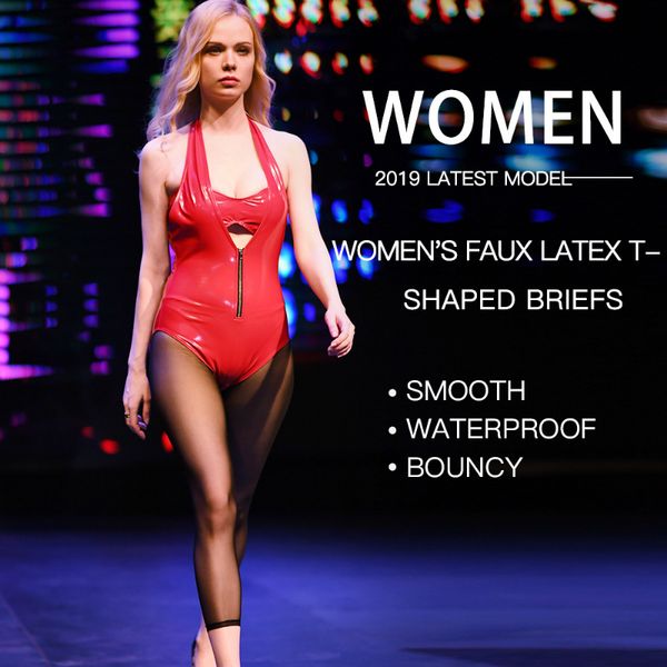 

plus size pvc deep v-neck glitter latex catsuit white bodysuit zipper open front bodystocking beach swimwear women, Black;red