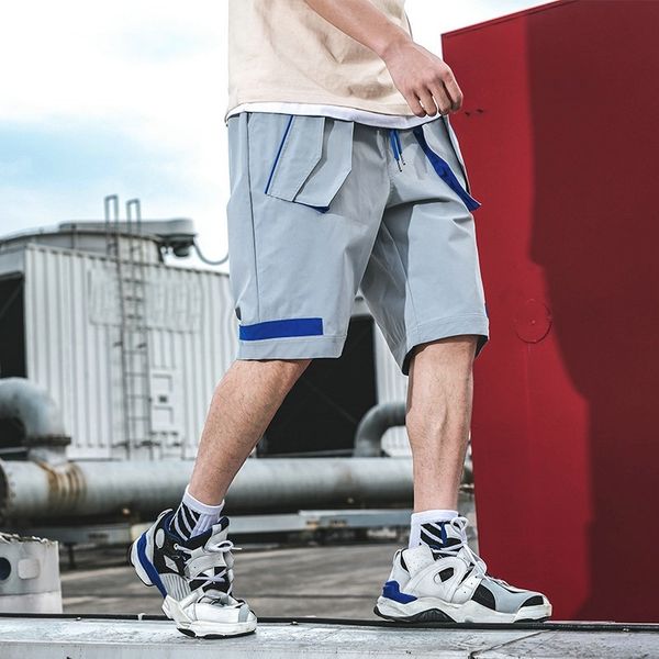 

new 2021 men summer knee length hip hop trousers bermuda male casual fashion loose style shorts streetwear hombre 3jr5 0a6n, White;black