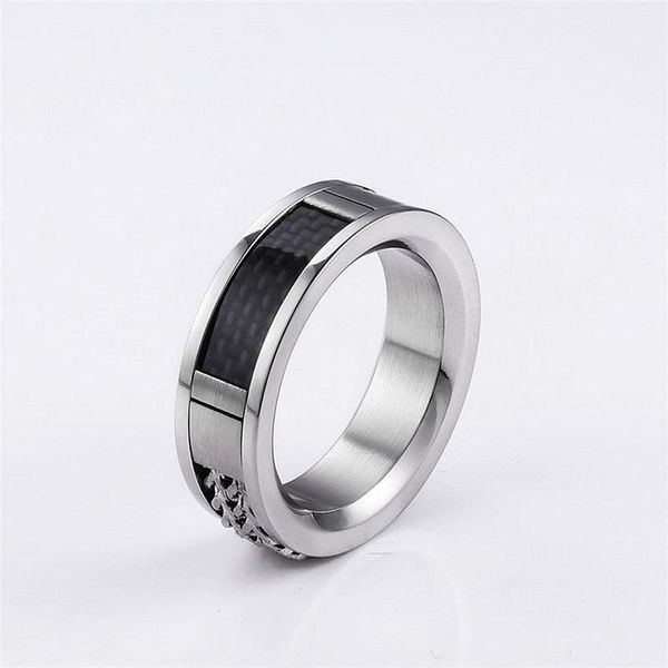 

cluster rings selling trend fashion ring jewelry men and women black carbon fiber factory direct stainless steel, Golden;silver