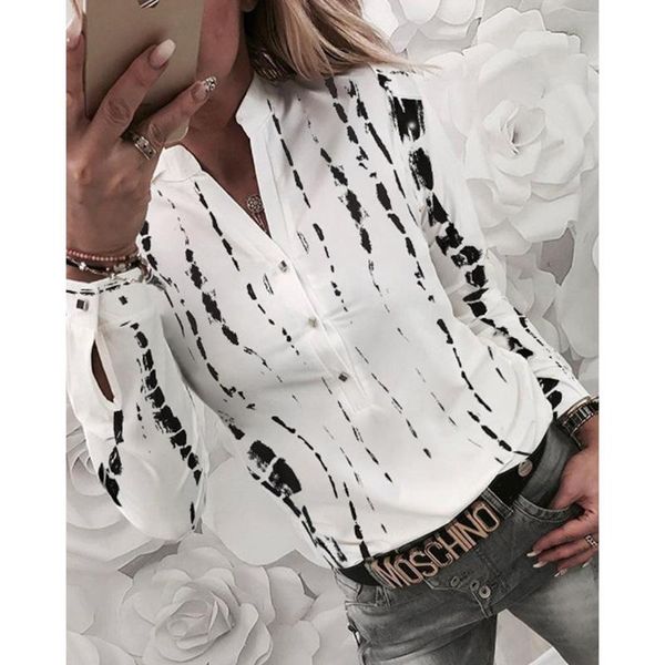 

women's blouses & shirts white color print vintage womens and long sleeve autumn casual lblouses woman 2021 sj4603x