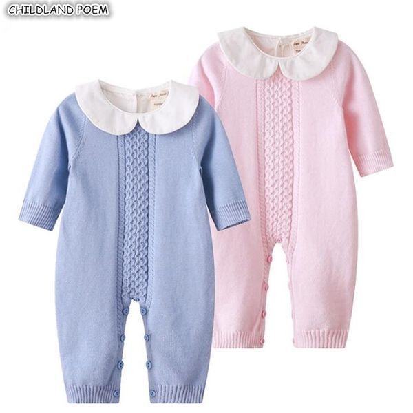 Gestrickte Baby Strampler Herbst geboren Stricken Kleidung Woolen Lange-sleeve Infant Overall Overalls Jungen Mädchen 211101