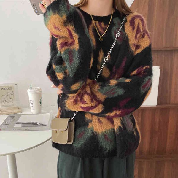 

women's sweaters colorfaith autumn winter pullover floral printed elegant vintage knitwears fashionable sw3151jx wdlw, White;black