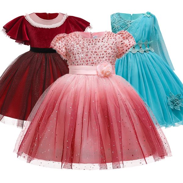 

Princess girls Fleet yarn birthday childrens evening dress flower girl little host wedding dress piano performance costume