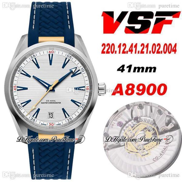 VSF Aqua Terra 150M Ryder Cup 41,5 mm CAL A8500 Orologio automatico da uomo bicolore oro giallo golf quadrante bianco gomma blu 220.12.41.21.02.004 Super Edition Puretime 04B2