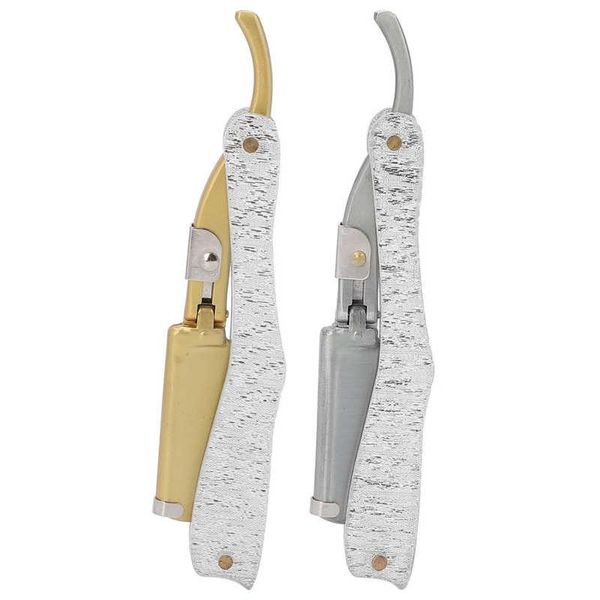 

hair brushes brush professional comb barber zinc alloy straight razor home travel men manual beard shaver (without blade) shampoo, Silver