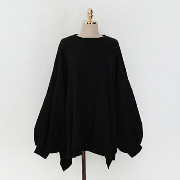 

casual black sweatshirt for women o neck long sleeve soild minimalist loose sweatshirts female 2021 fall fashion