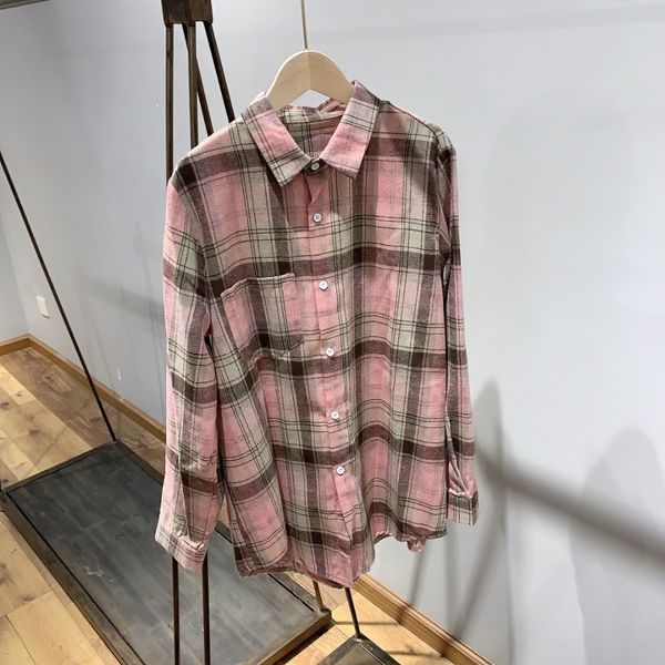 

spring 2020 new plaid shirt salt women wear french long sleeved shirt, White