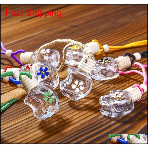 

8-10ml hanging car perfume flower bottle fragrance diffuser bottle air freshner glass essential oil bottle car d qylote bdefashion, Silver