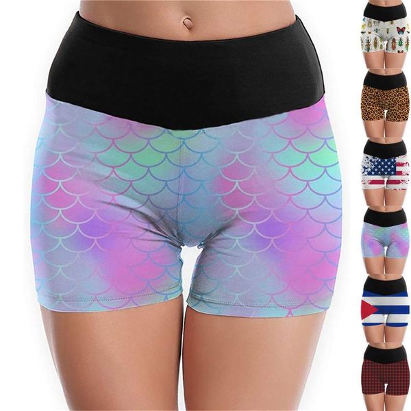 

yoga outfit women's fitness sports short pants casual tight-fitting skinny high waist hiplift color matching printing sweatpants