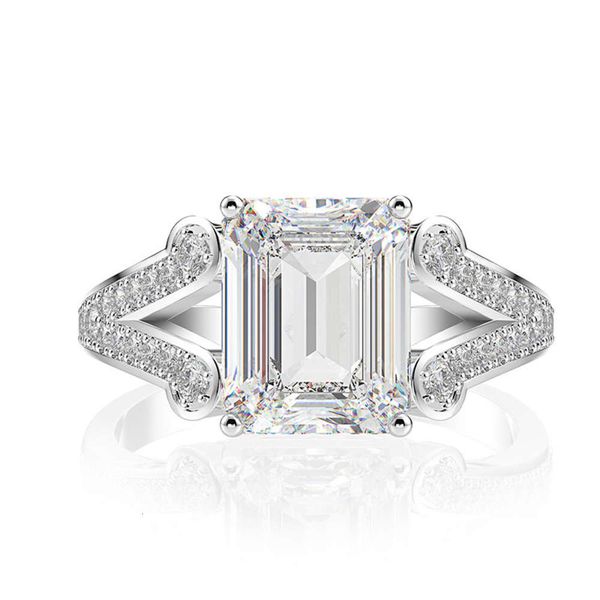 

hbp luxury jewelry net red same simple fashion emerald cut rectangular 8 * 10mm zircon ring 6 carats, Silver