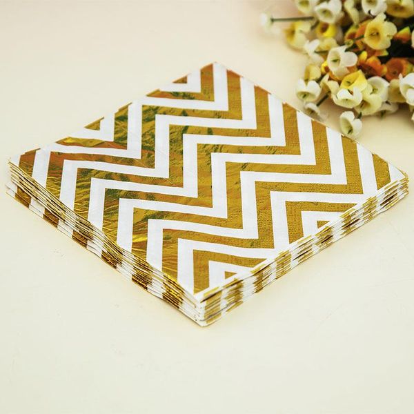 

disposable dinnerware 33*33cm20 pcs/lot silver paper towel napkins for birthday wedding party christmas festival supplies gold foil dot