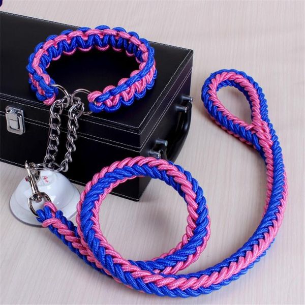 

colors length double strand rope large dog leashes metal p chain buckle national color pet traction collar set 1.2m ab22 collars &