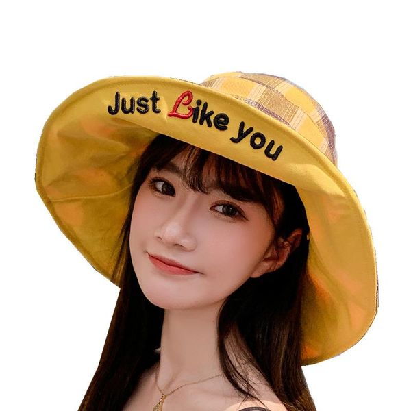 

cloches fashion embroidery bucket hat two-sided outdoors plaid printing hip hop women men summer fisherman sun cap ladies, Blue;gray