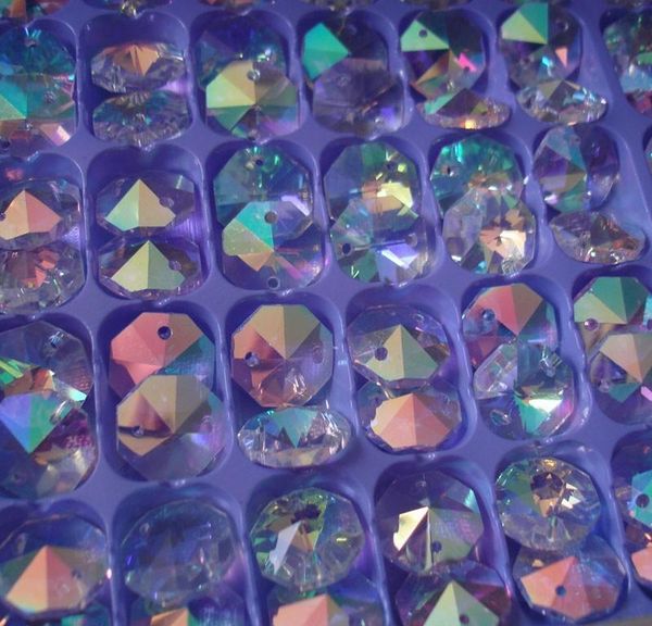 

100pcs 14mm clear ab color crystal octagonal loose beads ing