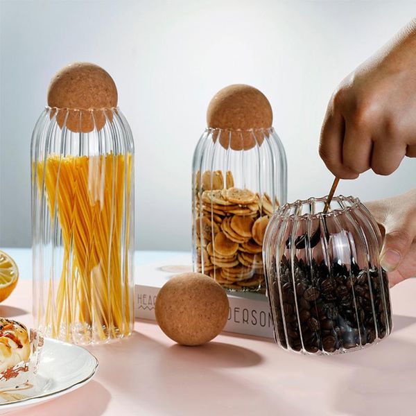 

storage bottles & jars transparent lead-glass ball cork sealed can tank grains jar creative tea containers kitchen