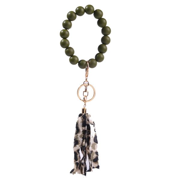 

dhl 2021 suede tassel wood beads beaded bracelet keychains, Black