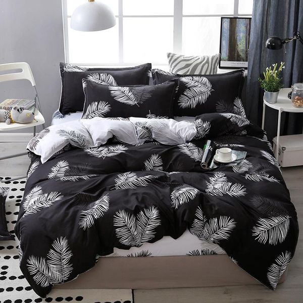 

home textile black lattice duvet cover pillowcase bed sheet simple boy bedding sets 2/3pcs bedlinen single double jlbb
