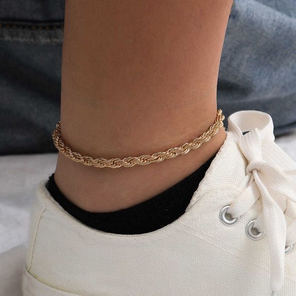 

jewelry twist chain personality punk extremely simple fashion women's beach anklet, Silver
