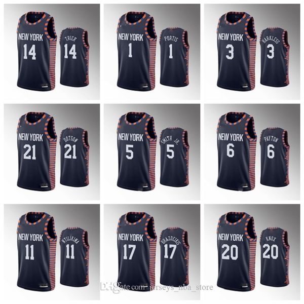 

2020 new york\rknicks\rmen julius randle navy jersey r.j. barrett bobby portis elfrid payton mitchell robinson taj gibson, Black