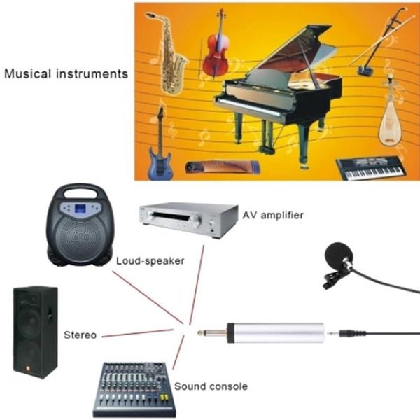 

mini portable wired electret condenser lapel lavalier clip-on musical instrument mic microphone for guitar sax trumpet