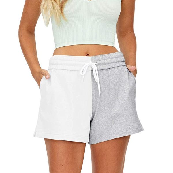 

women's shorts hirigin summer casual workout drawstring elastic waist color block wide leg lounge, White;black