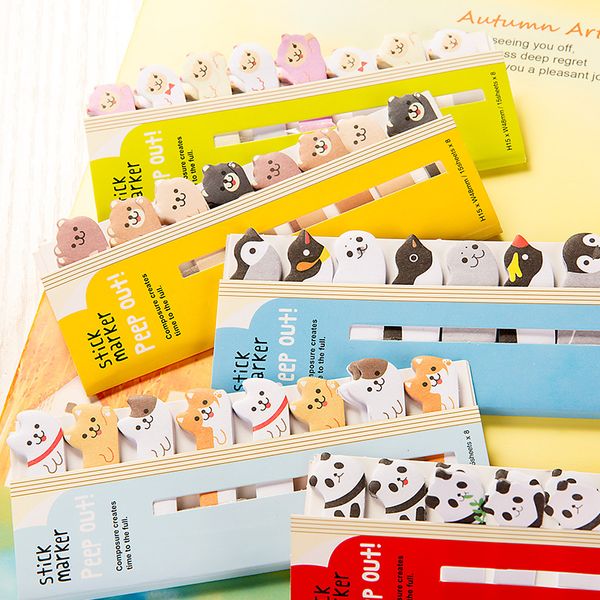 Kawaii Memo Pad Segnalibri Creative Cute Animal Sticky Notes indice Pubblicato Planner Cancelleria Materiale scolastico Adesivi di carta 150 V2