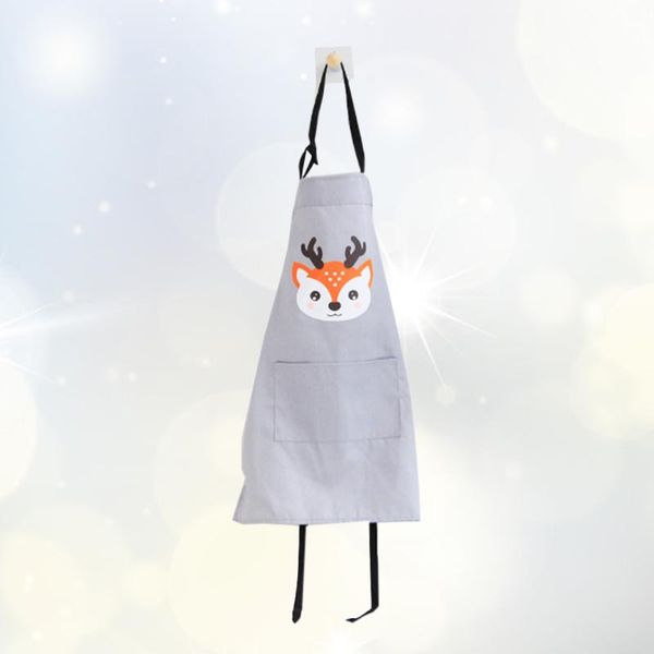 

1pc kitchen baking cartoon aprons cotton aprons animal pattern for kitchen kindergarten (grey elk)