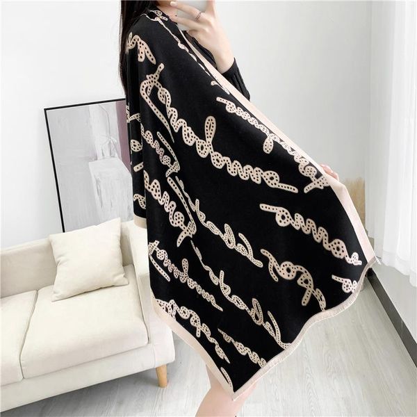 

scarves 2021 luxury cashmere scarf winter women pashmina shawls warm blanket wraps female foulard bandana print ponchos hijab, Blue;gray