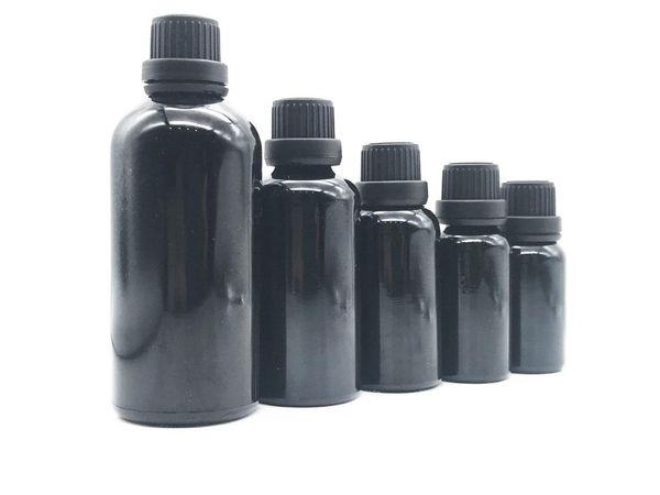 

storage bottles & jars wholesale 5ml to 100ml shiny black glass bottle with theft-proof lid,for lotion perfume oil moisturizer facial water