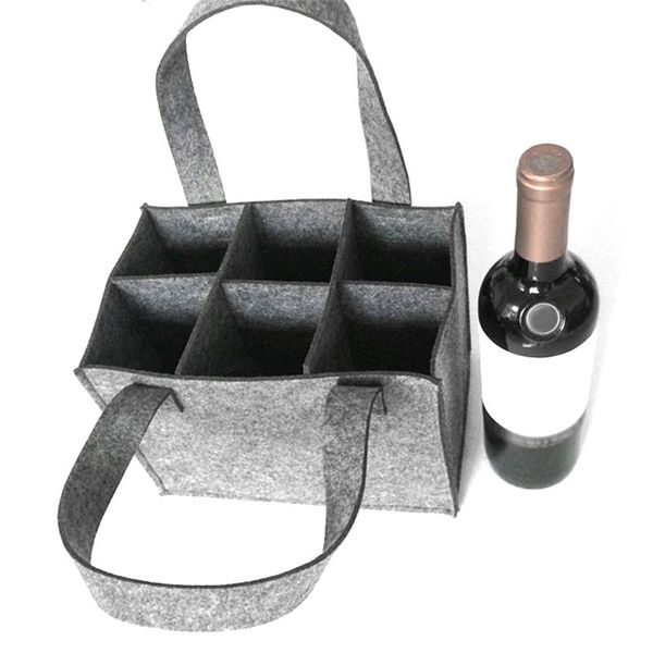 

2-color felt 6-grid beer&wine protective handbag storage bag carrier outdoor