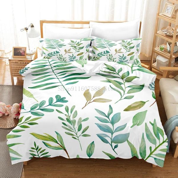 

bedding sets tropical palm leaves set jungle green monstera duvet cover twin full  king quilt 2/3pcs