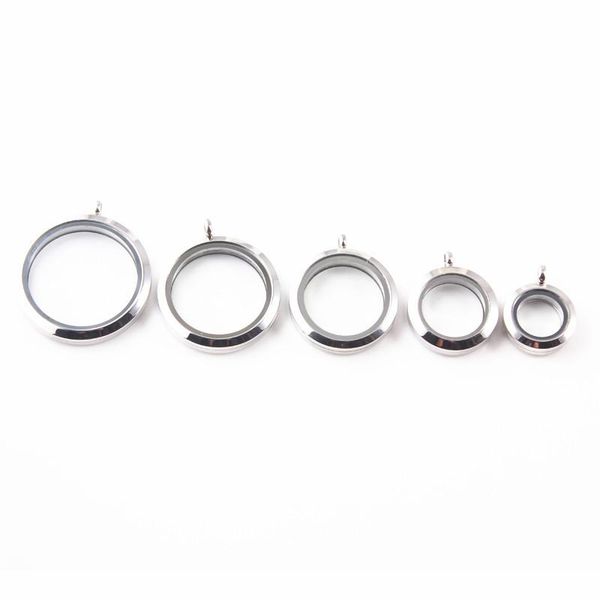 

pendant necklaces 1pc 20mm 25mm 30mm 35mm 38mm stainless steel glass floating locket for memory charms, Silver