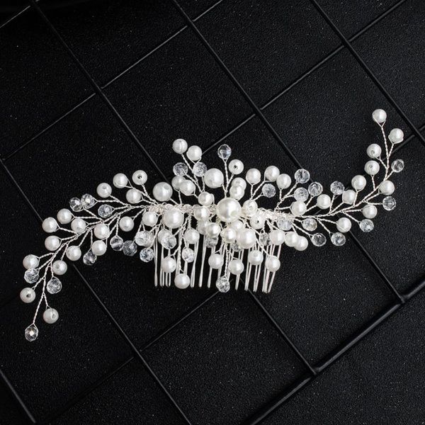 

hair clips & barrettes ladies jewelry pearl combs ornaments wedding accessories comb for women girl headpiece headdress decoration, Golden;silver
