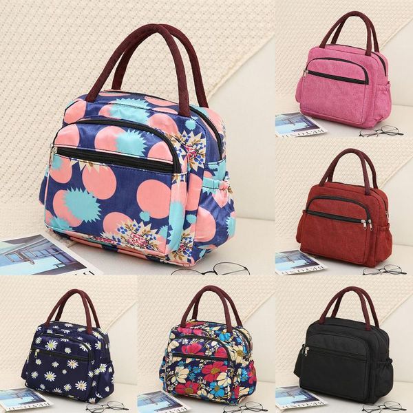 

waist bags functional pattern cooler lunch bag female canvas portable handbag hand carry mother thermal food