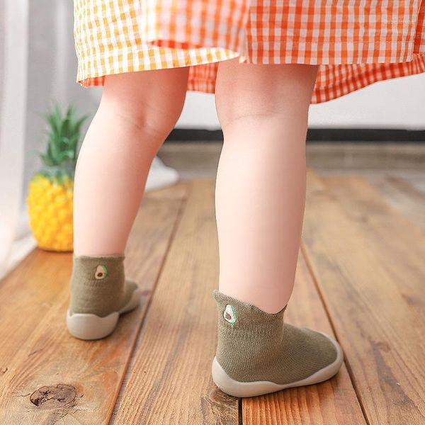 

boots baby sock pre-walker anti-slip shoes with fruit embroidery1, Black;grey