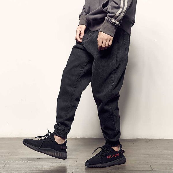 

fashion streetwear men jeans black color plus size 28-42 loose fit spliced designer cargo pants hip hop jogger wide leg trousers, Blue
